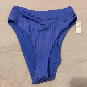 Aerie Ribbed Swim Bottom in Blue